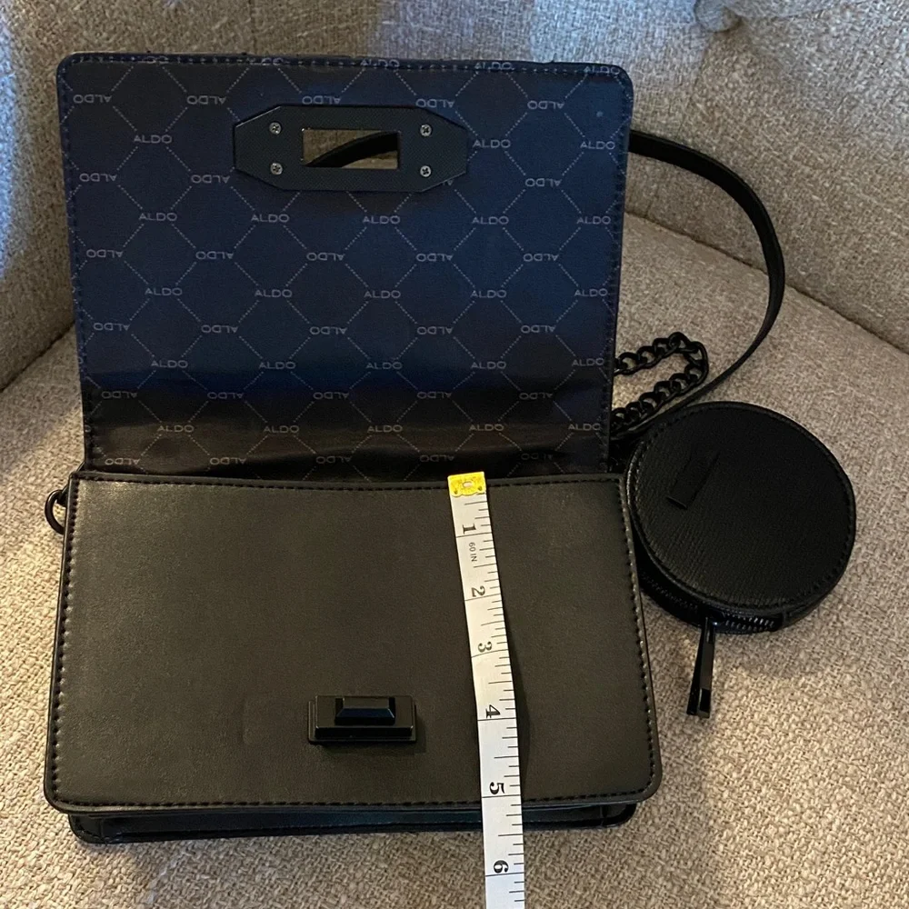 Aldo Black White Snake Print Crossbody Bag Chain Strap + Coin Pouch - Picture 8 of 8